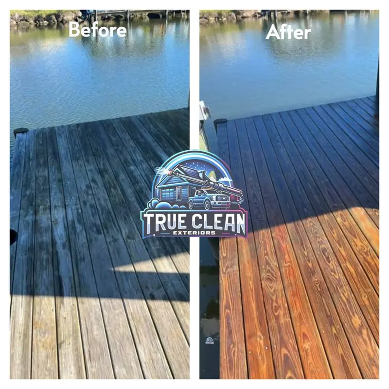 Deck cleaning before and after
